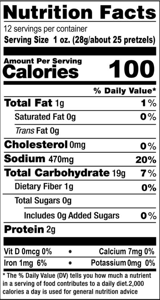 Nutrition facts | Hanover Outlet