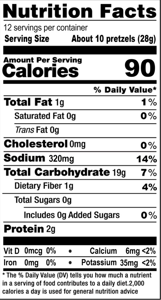 Nutrition facts | Hanover Outlet